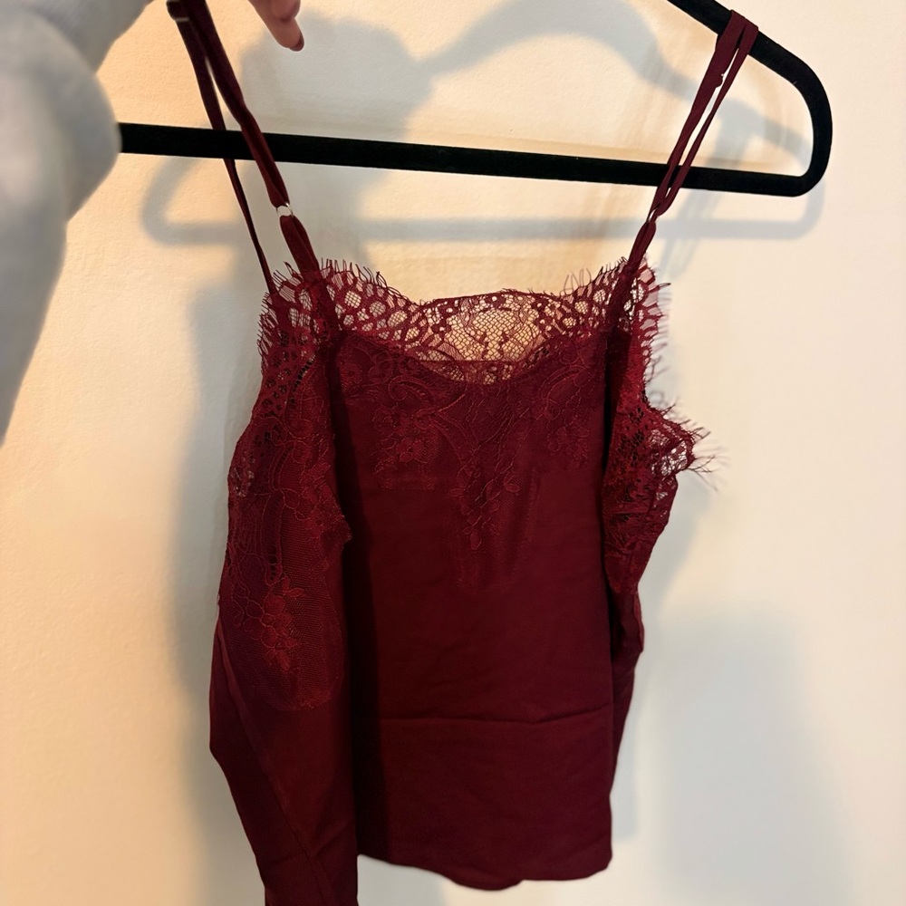 Lulu's Burgundy Lace Cami Top